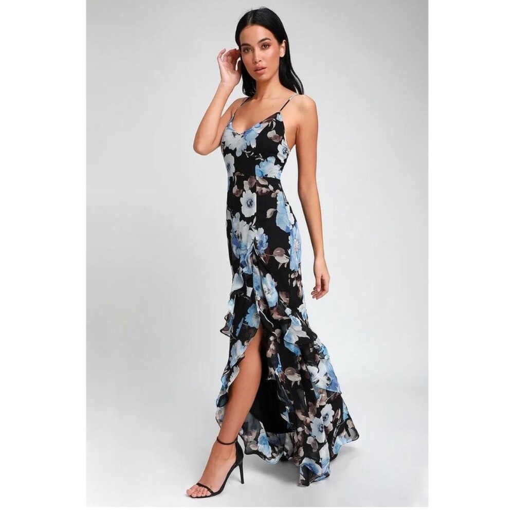 Lulus Floral Ruffle Maxi